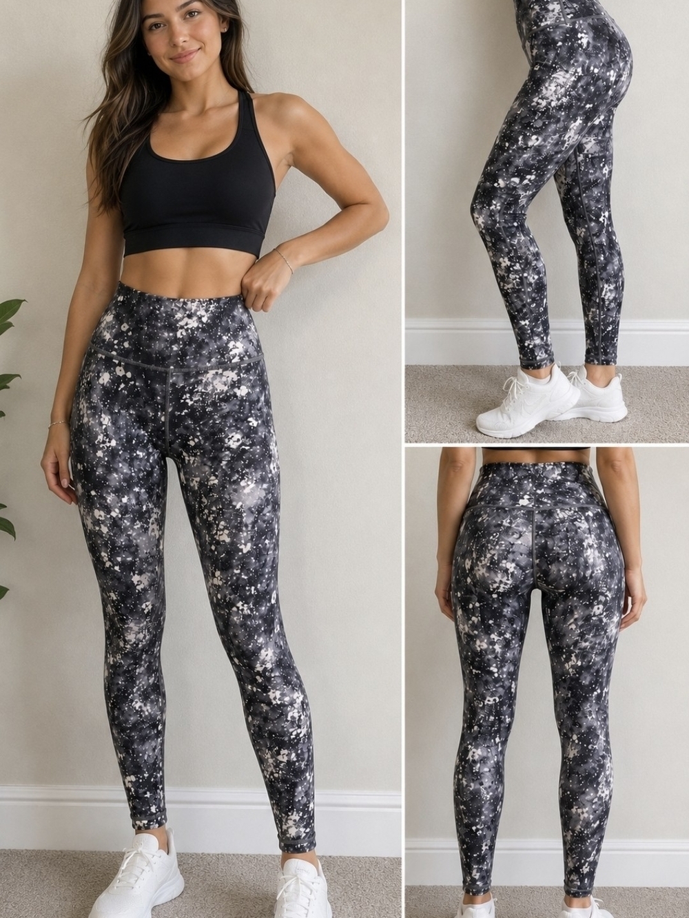 Bubblelime High Waist Splatter Print Leggings Size M Yoga Workout Athletic Pants